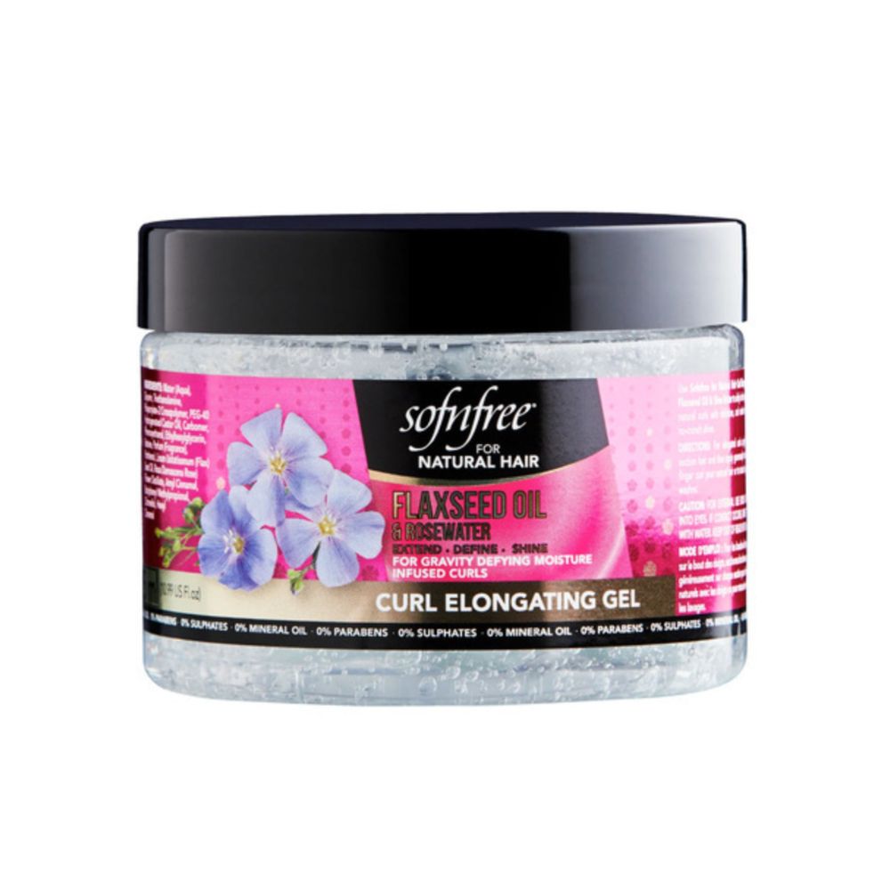 SofnFree for Natural Hair Flaxseed Oil & Rosewater Curl Elongating Gel 11oz