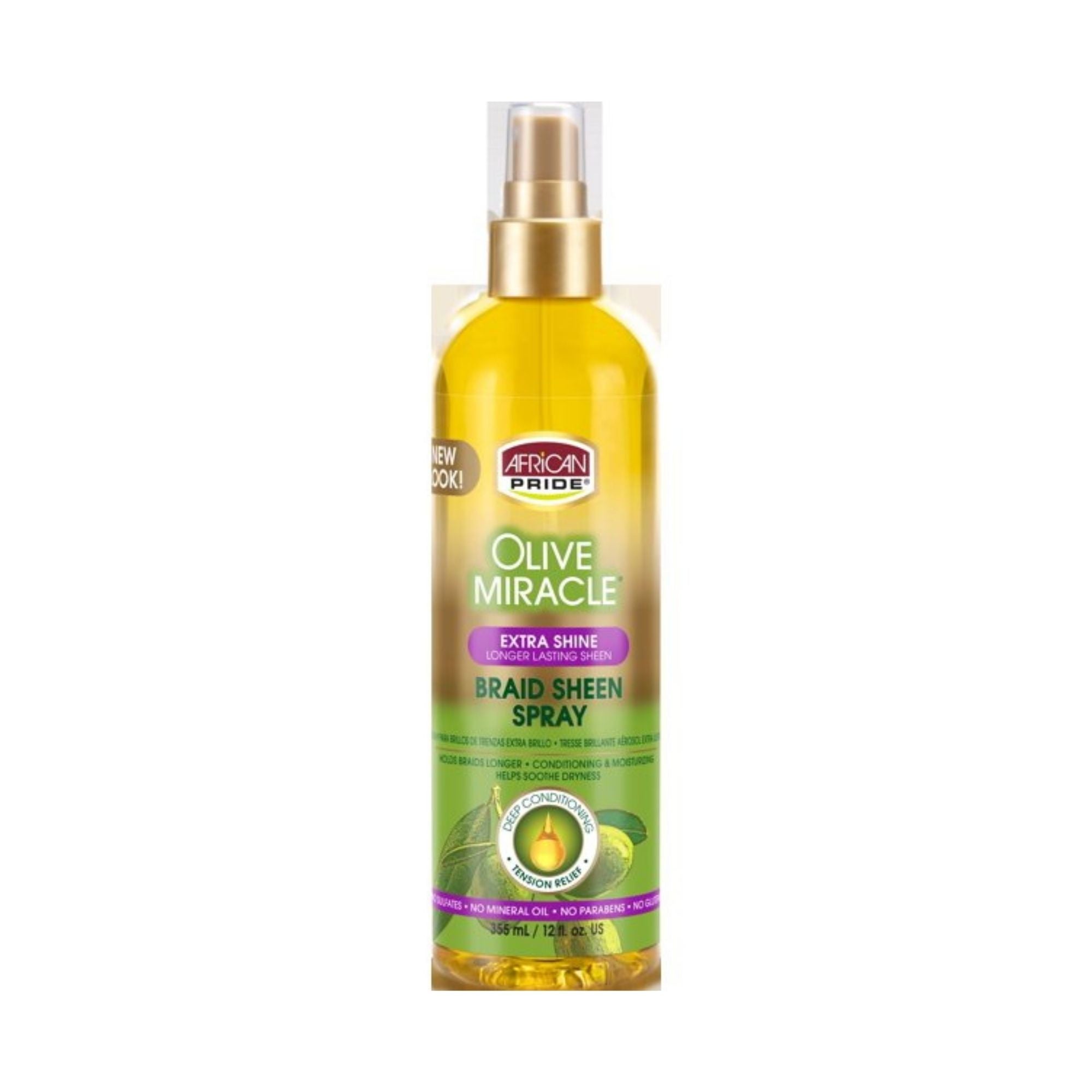 African Pride Olive Miracle Anti-Breakage Braid Sheen Spray 12oz