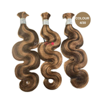 HAIRGLO body wave human hair bulk in colour 4/30 for boho braids and goddess braids, soft wavy human hair blend for braiding and bohemian protective styles