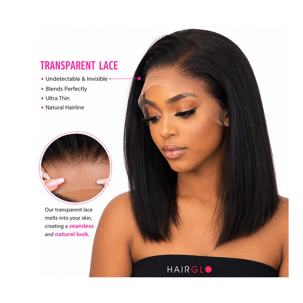 Straight Transparent Lace Virgin Hair Frontal Wig | HAIRGLO
