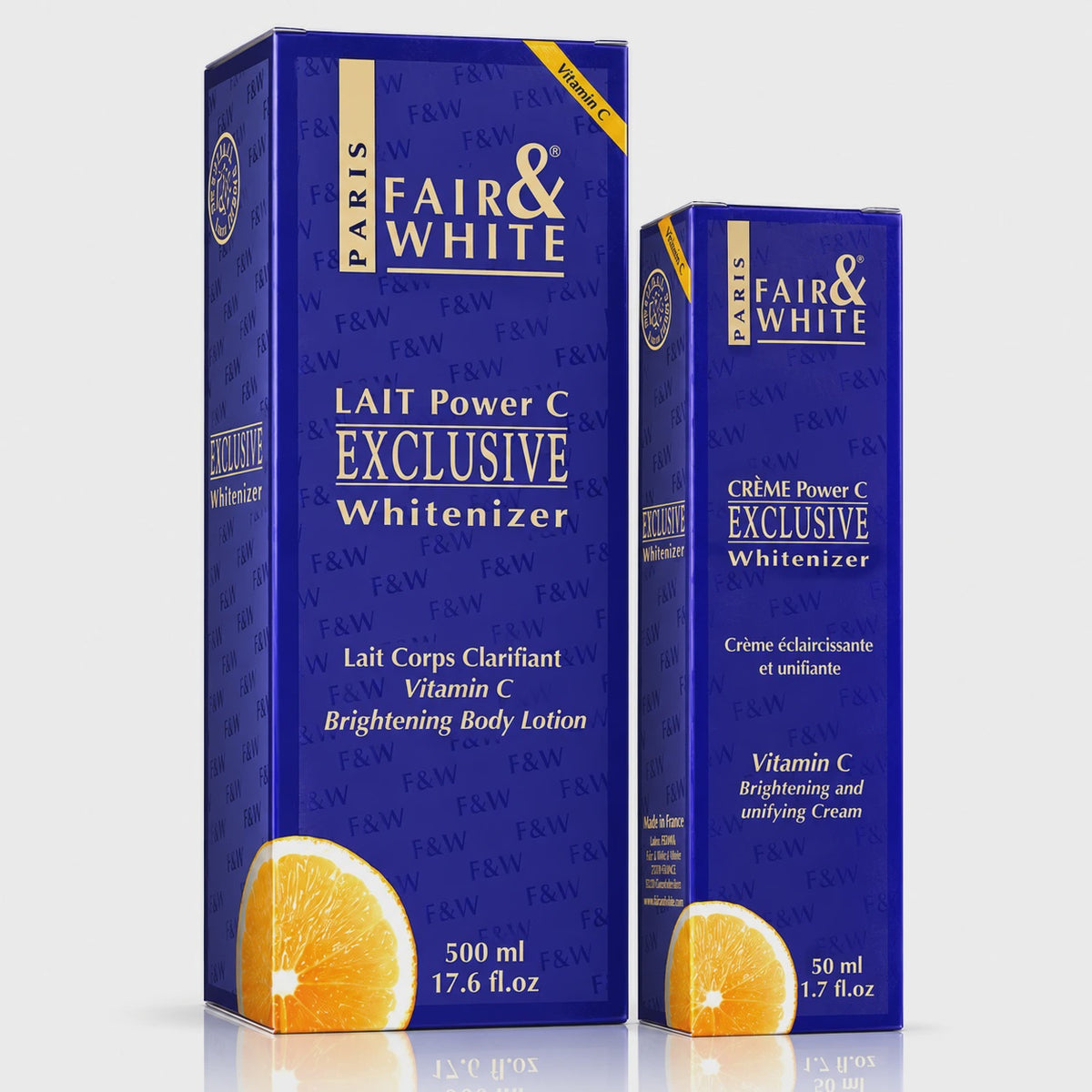 Fair & White Exclusive Vitamin C Body Duo: Body Lotion with Vitamin C 500ml and Brightening & Unifying Cream 50ml