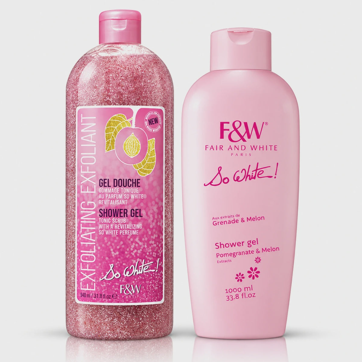 Fair & White So White Shower Duo: Shower Gel 1L and Exfoliating Shower Gel 940ml