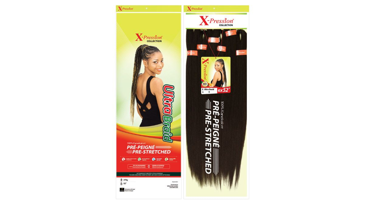 Xpression (6 pack) Pre Stretched Ultra Braiding Hair 52 Inch Long