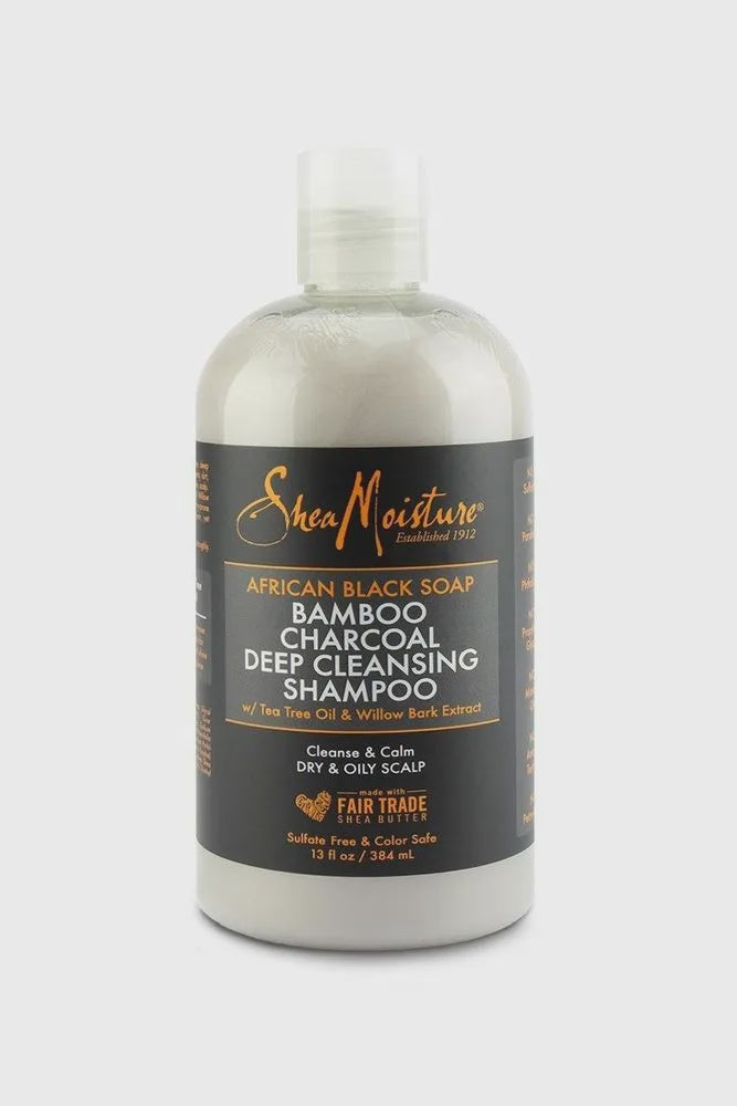Shea Moisture African Black Soap Bamboo Charcoal Deep Cleansing Shampoo 13oz