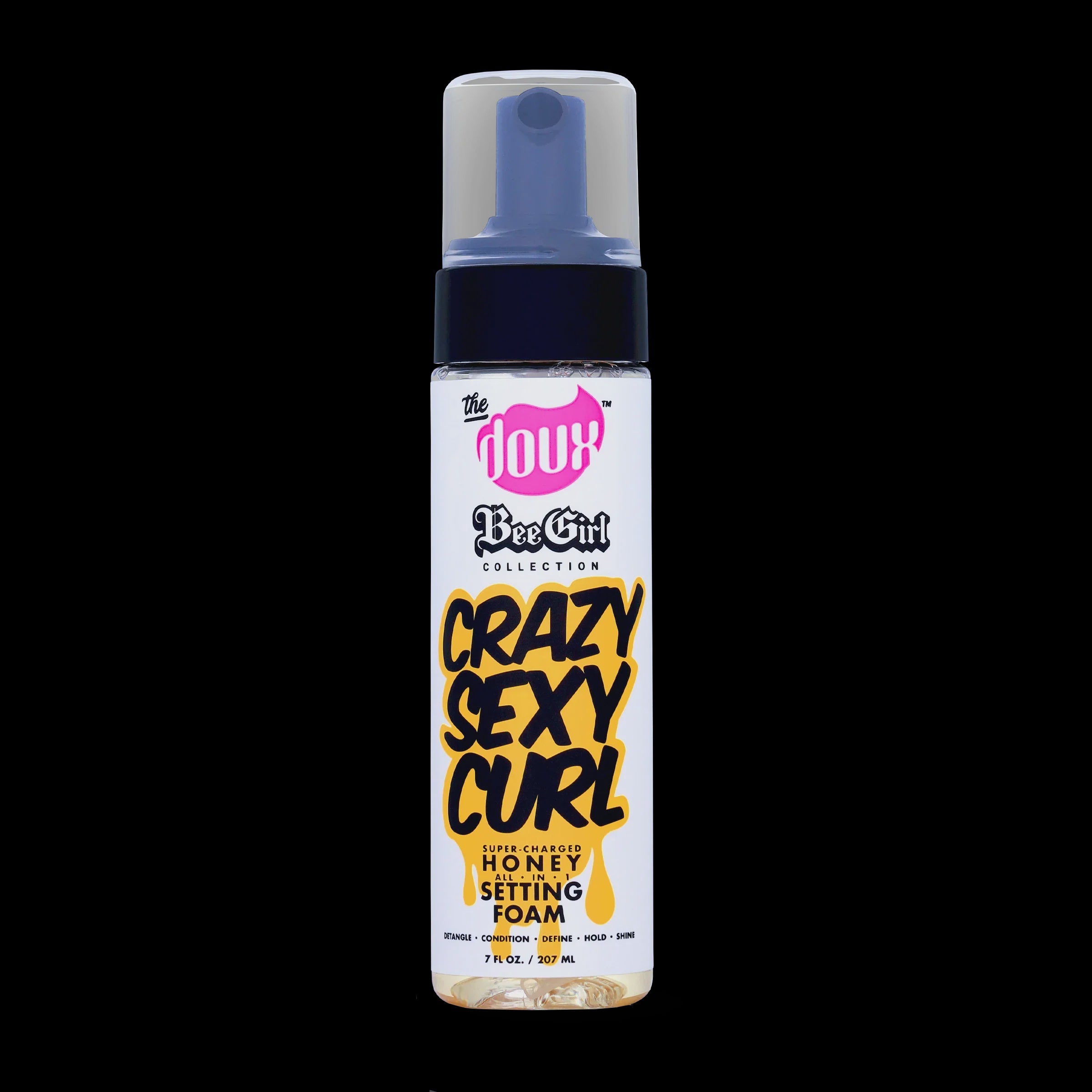 The Doux Bee Girl CrazySexyCurl Honey Setting Foam 207ml for defining curls, reducing frizz and setting wash and go styles on natural curly and afro hair