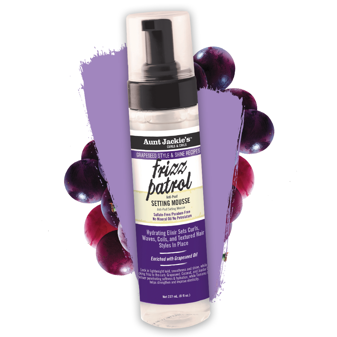 Aunt Jackies Grapeseed Style & Shine Frizz Patrol Setting Mousse 8.5oz