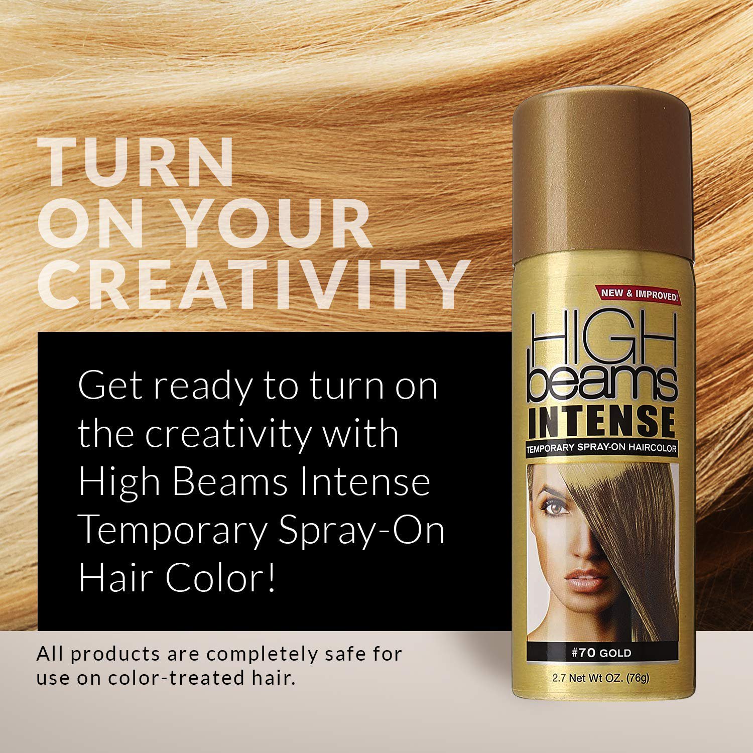 High Beams Intense Temporary Spray On Hair Colour Black 76g