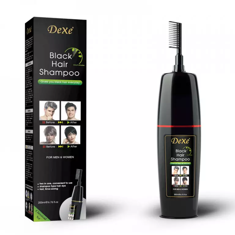 DeXe Black Hair Shampoo Bottle Comb 7oz